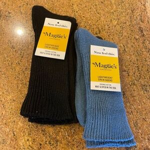 NEW! Maggie''s Organics Lightweight Crew Socks Large Two Pair! NWT!